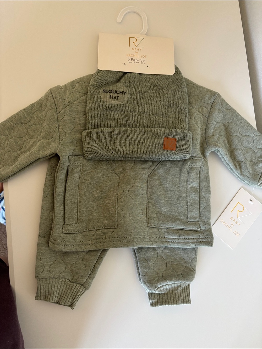 Rachel Zoe Quilted Baby 3-Piece Set in Sage